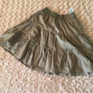 Grey/Tan Elastic Waist Pull-On A-Line Skirt